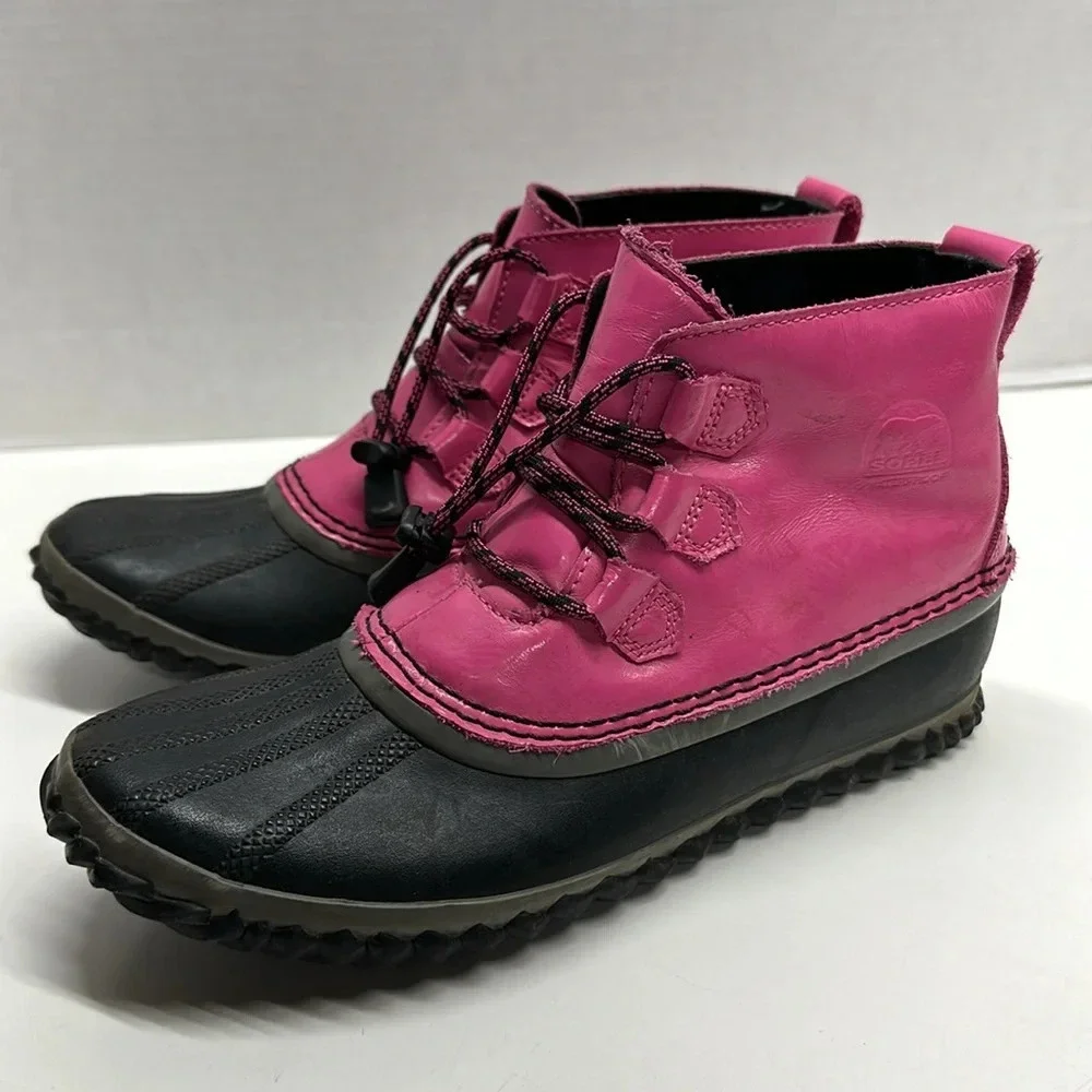 Sorel Duck Boots Lace Up Out N About Waterproof Winter Boot Shoes Pink Size 6